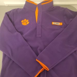 Men's Clemson Tigers Columbia Harborside Fleece Quarter-Snap Jacket Msrp $75 NWT
